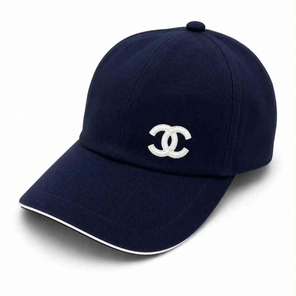 Blue Chanel Logo-Print Baseball Cap