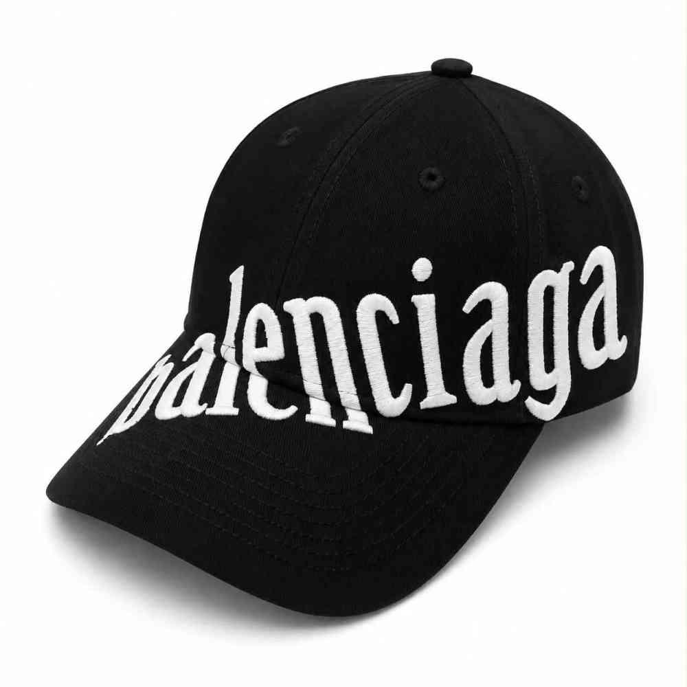 Balenciaga Logo Black Upcycled Cotton Cap