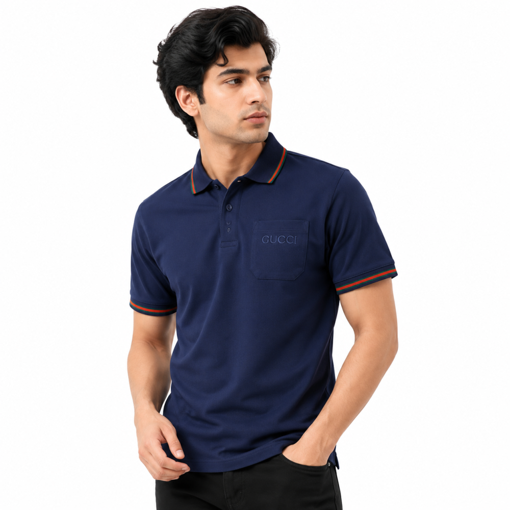 Blue Gucci Black Premium Quality Polo T-shirt