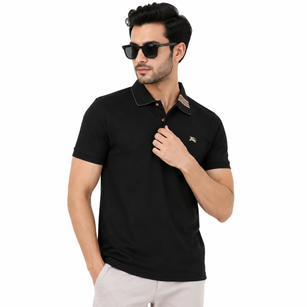 Burberry Embroidered logo Black Premium Polo T-shirt