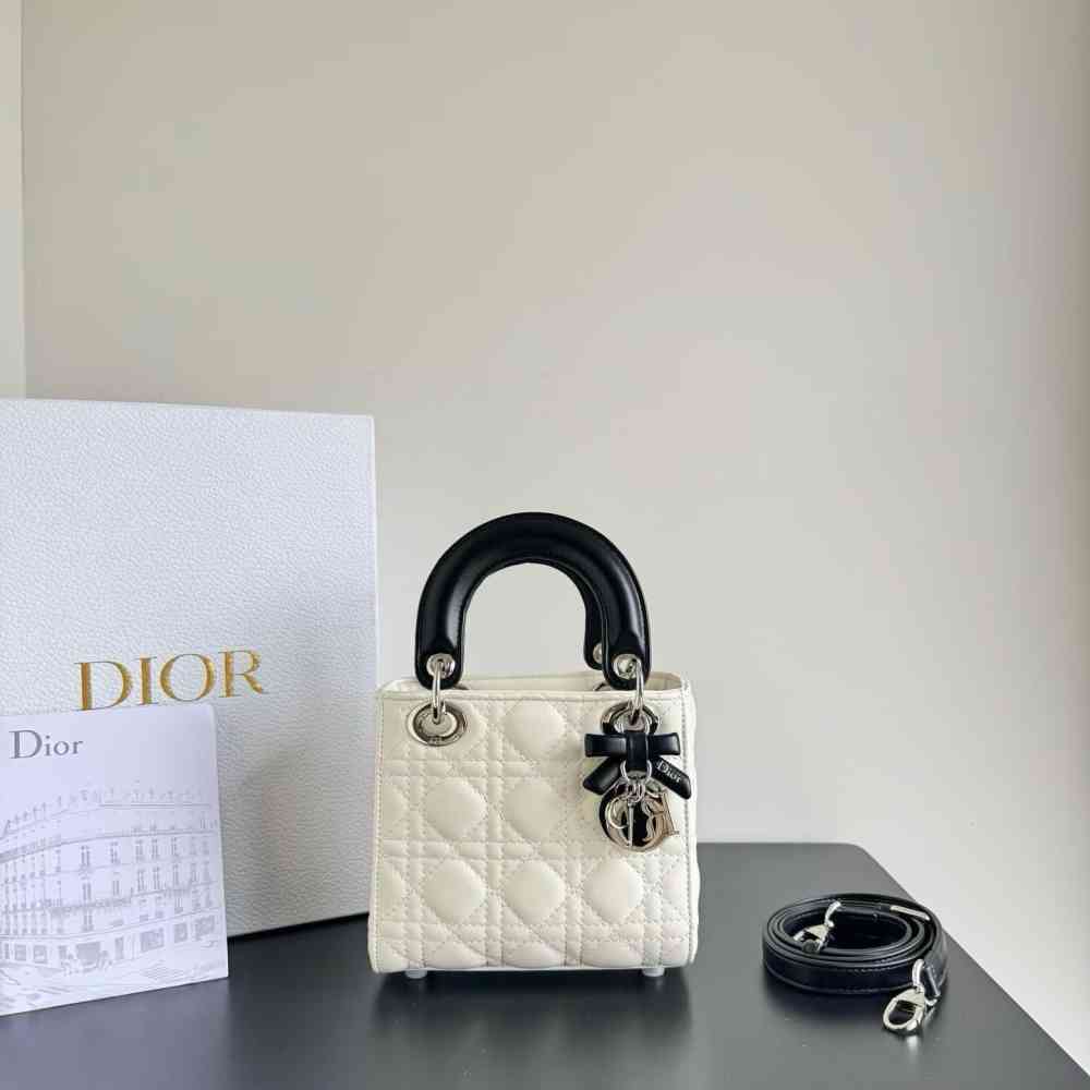 Lady Dior Signature White Handbag