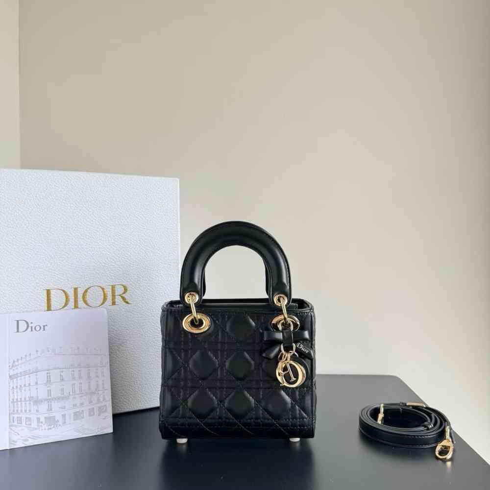 Black Lady Dior Signature Wine Handbag