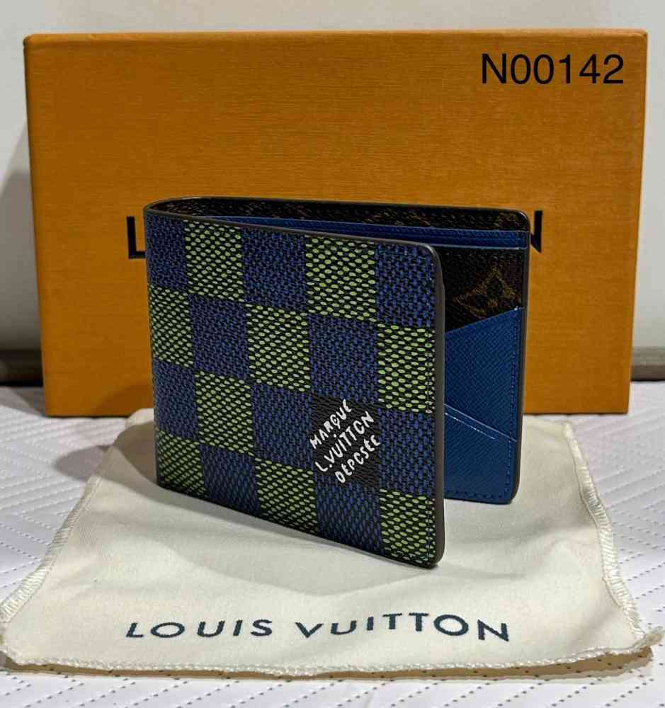 Blue Louis Vuitton Cream Premium Compact Wallet
