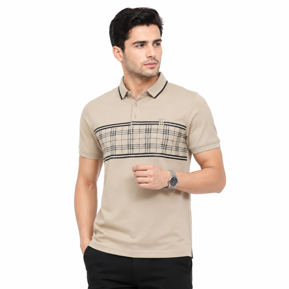Brown Burberry TB Embroidered Red Premium Polo T-shirt