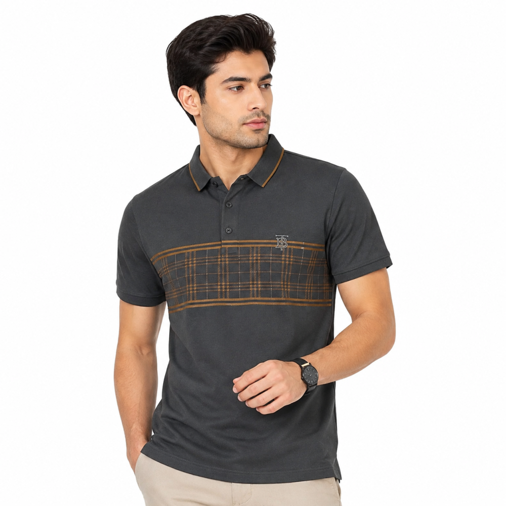Grey Burberry TB Embroidered Red Premium Polo T-shirt