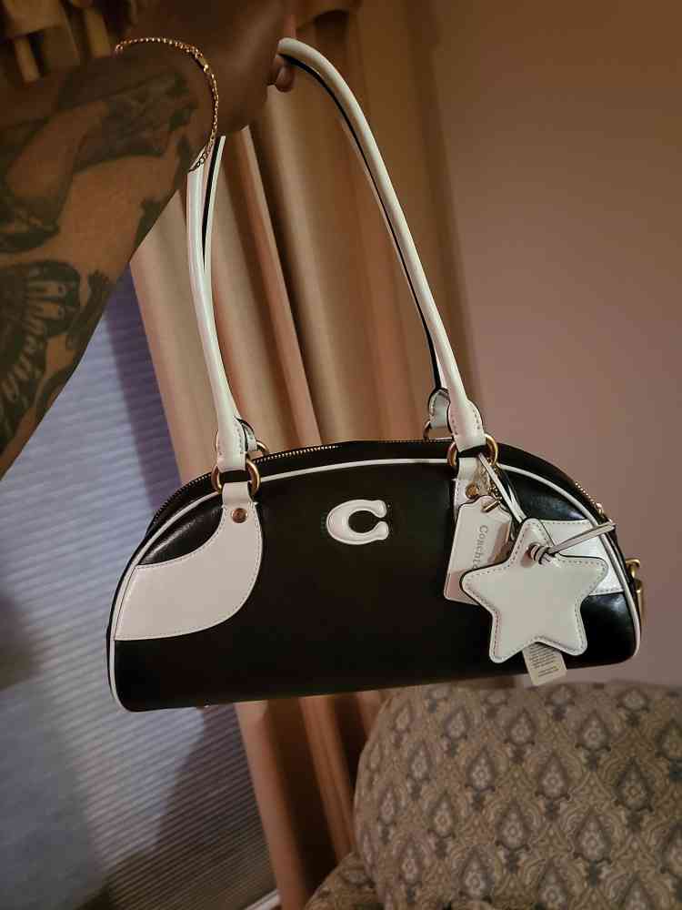 Black Coach Coated Canvas Signature Shoulder Bag
