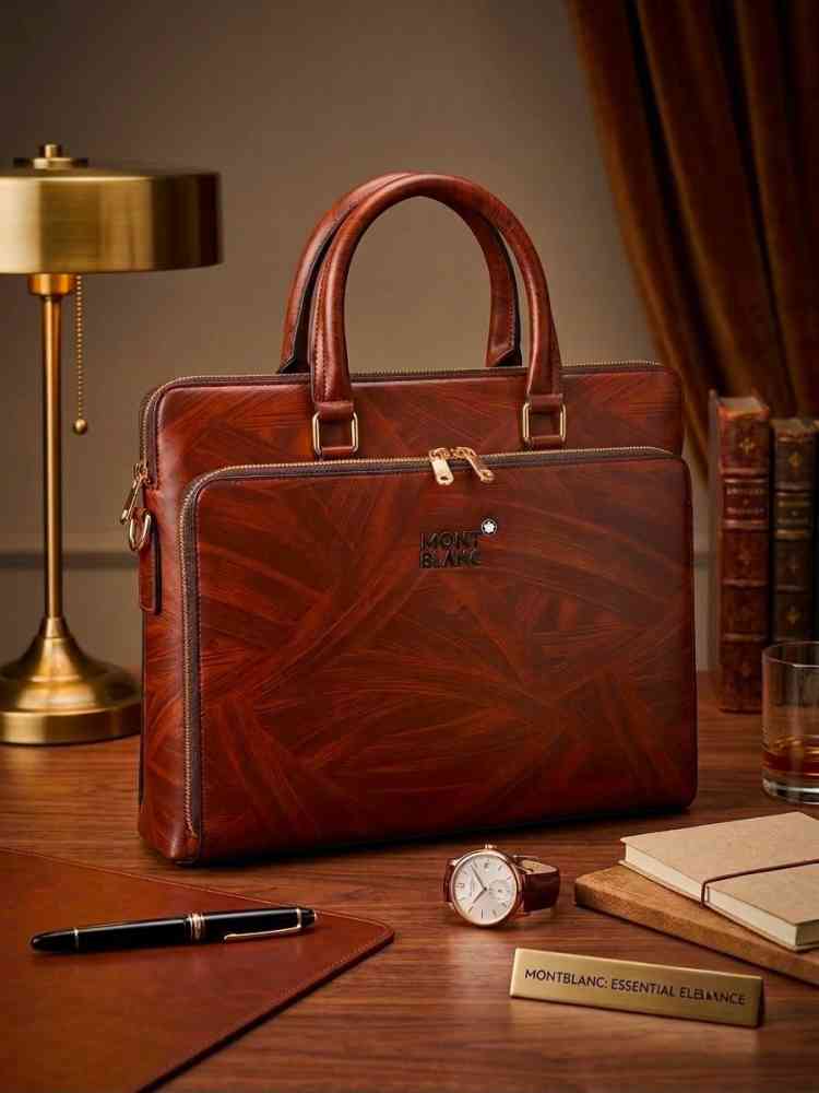 Montblanc Flap Embossed Brown Premium Laptop Bag