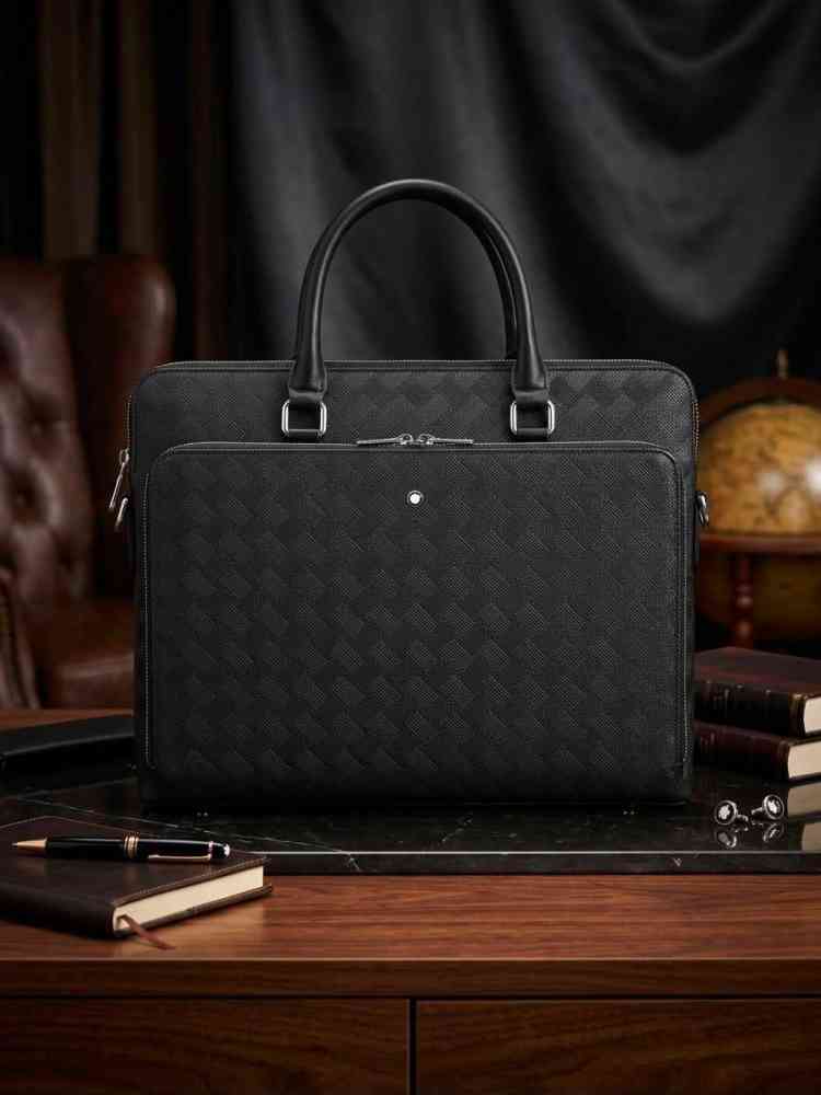 Montblanc Flap Embossed Black Premium Laptop Bag