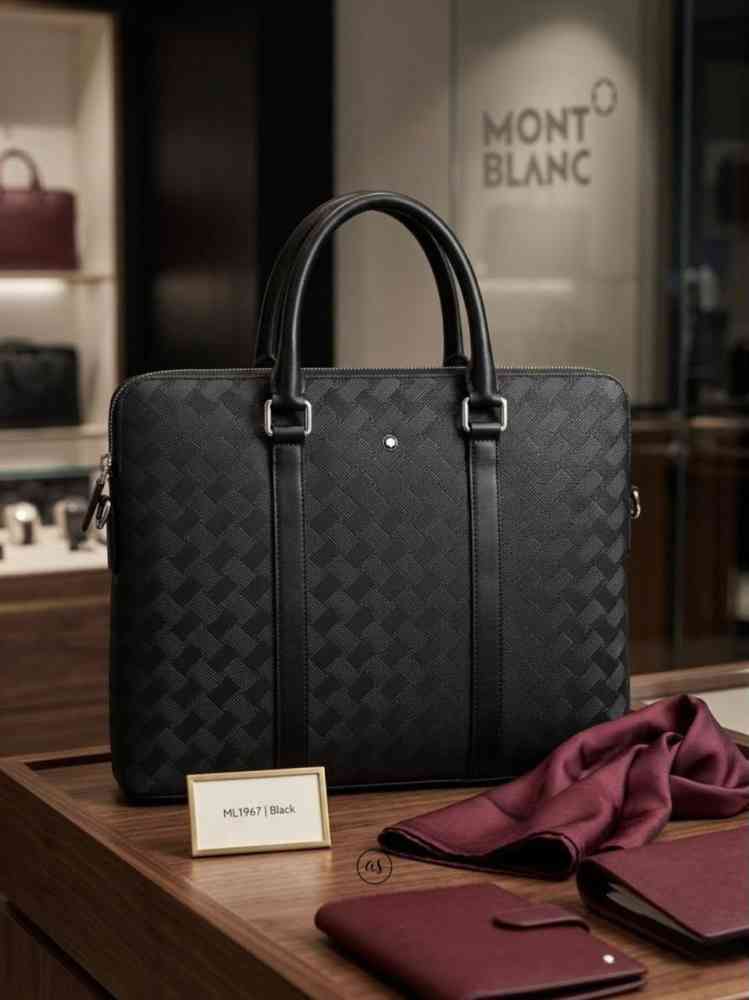 Montblanc Flap Embossed Black Premium Laptop Bag