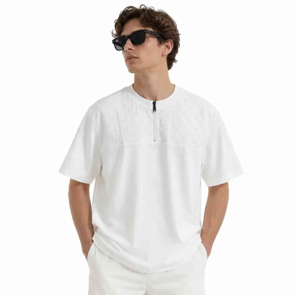 White Louis Vuitton Black Embroidered Monogram T-Shirt