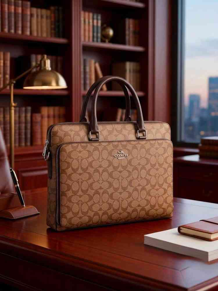 Brown Coach Perry Signature Briefcase Laptop Bag