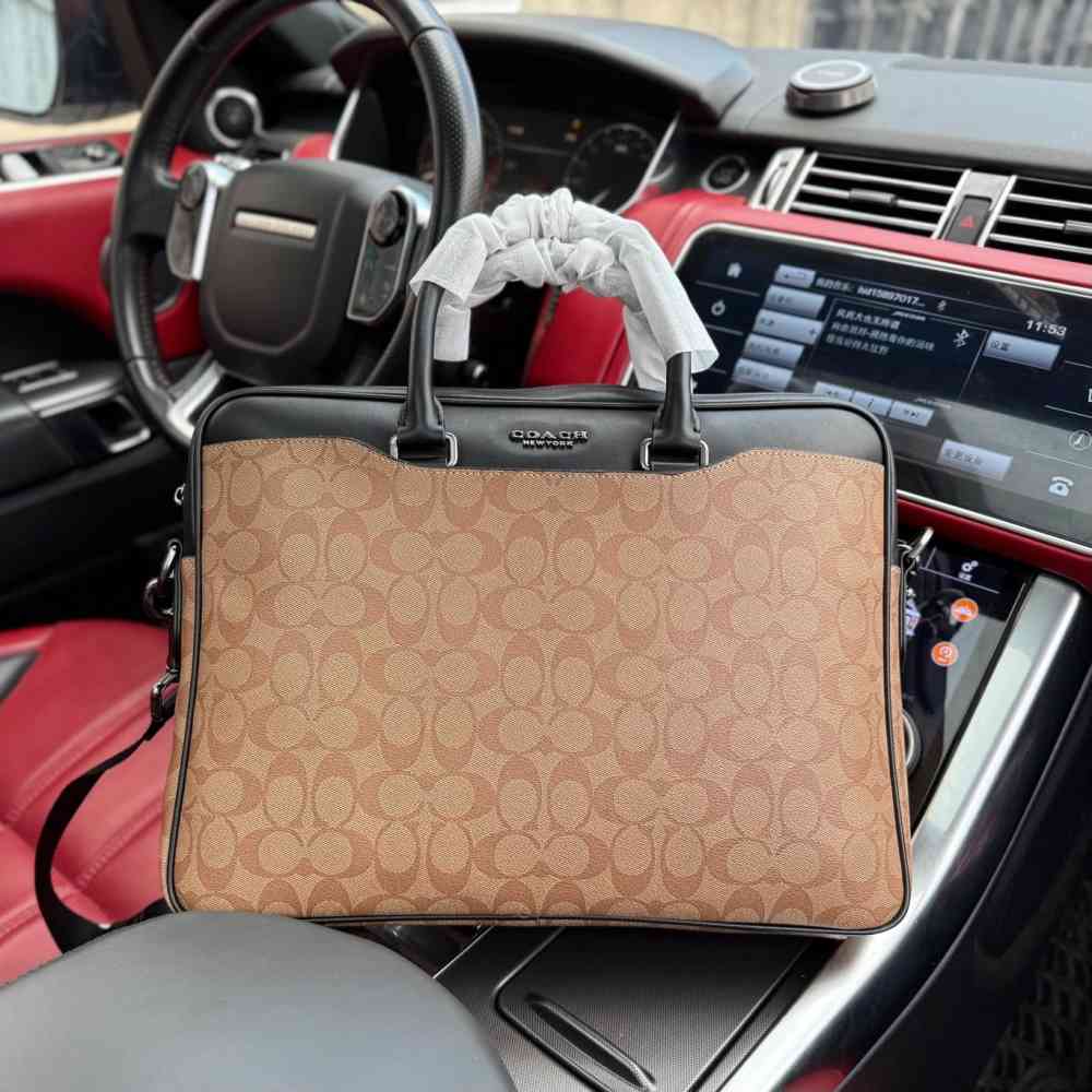 Brown Coach Perry Signature Black Briefcase Laptop Bag