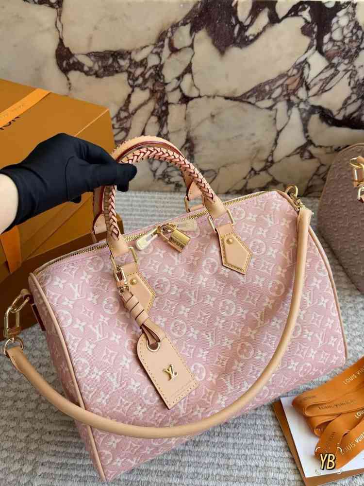 Pink Louis Vuitton Speedy 30 Grey Soft Bag