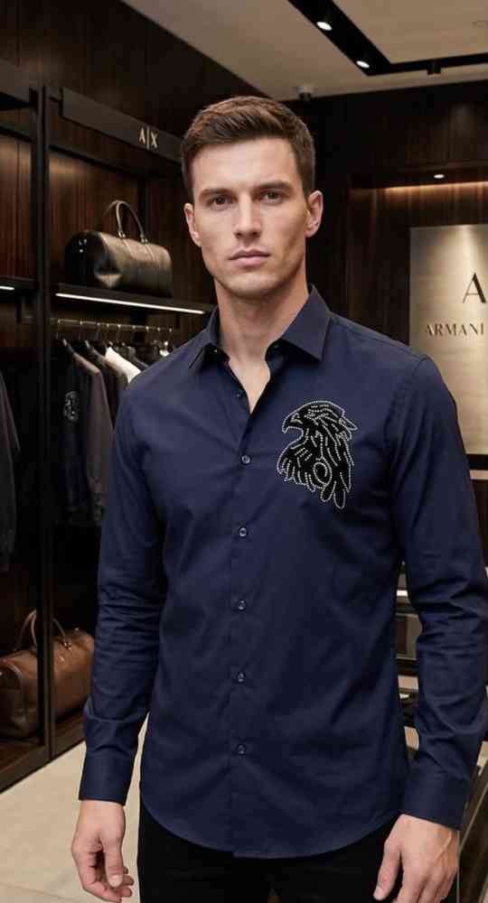 Armani Exchange Blue Premium Quality Cotton Shirt