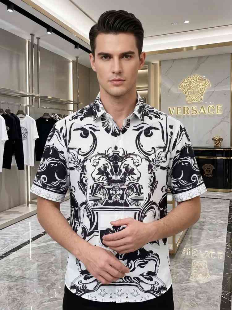 Versace Jeans Couture White Zebra-Print Short-Sleeve Shirt