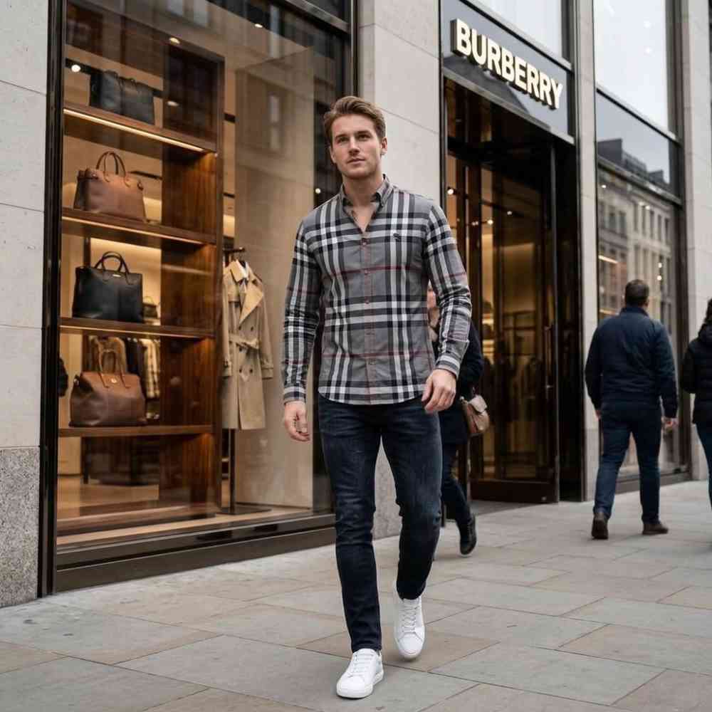 Grey Burberry Black Premium Quality Shirt