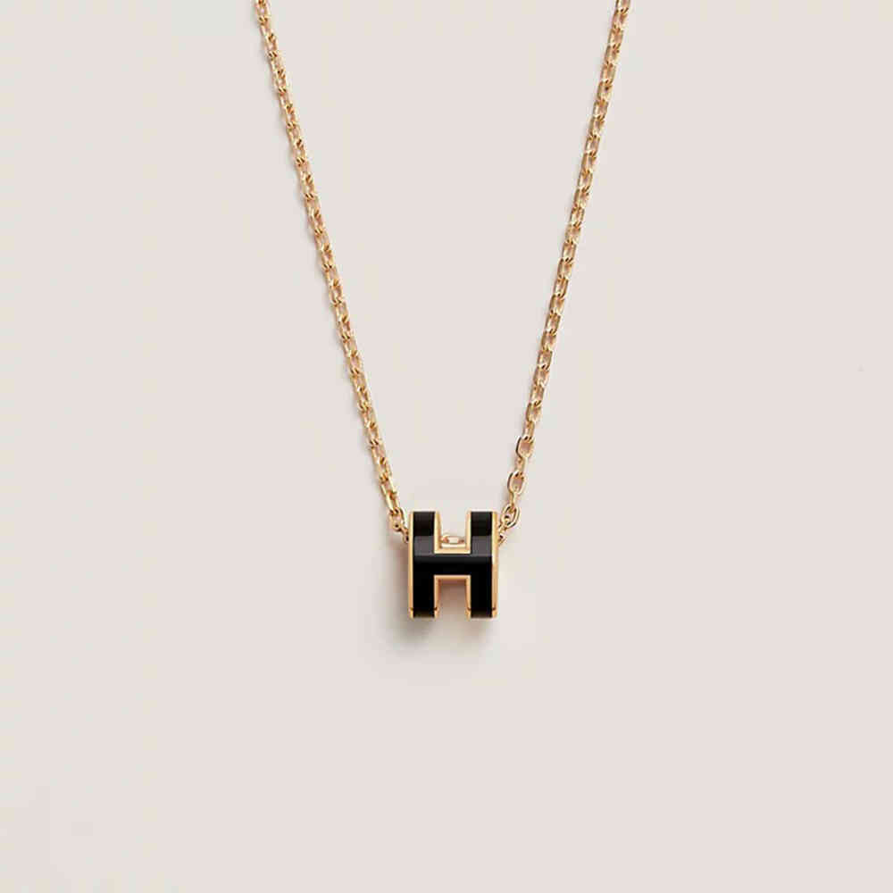 Hermès Mini Pop Black H Pendant Necklace