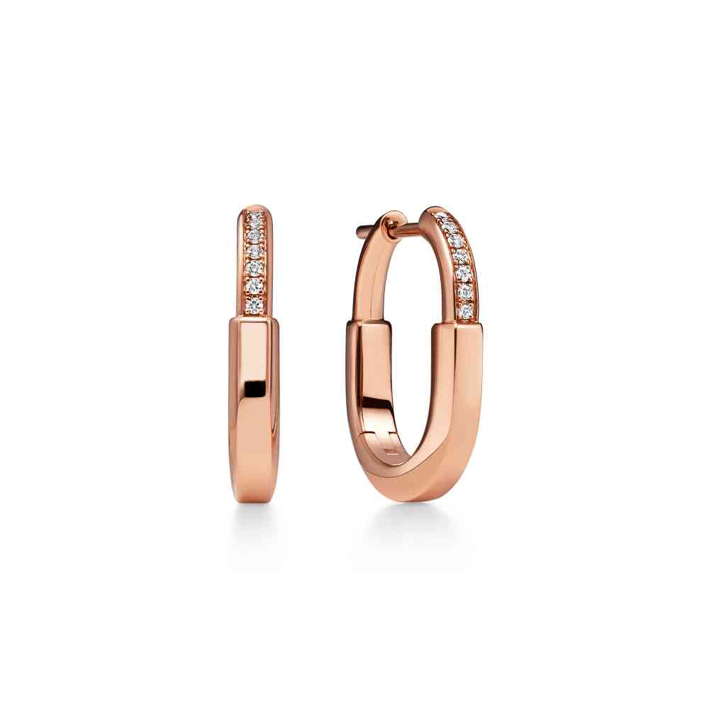 Tiffany Lock Small 18k Rose Gold With Diamond Earrings