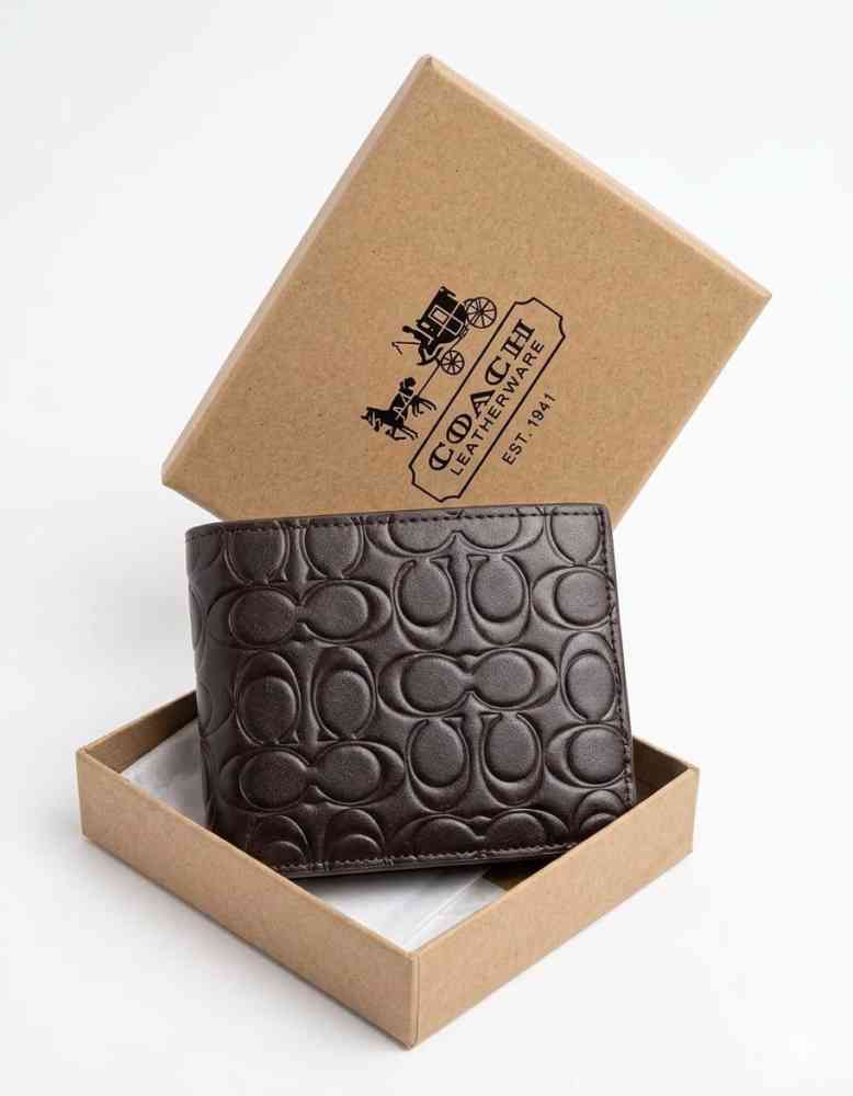 Dark Brown Coach Black Premium Compact Wallet