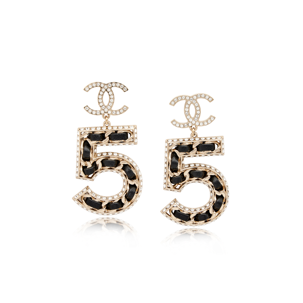 Chanel Crystal CC No. 5 Chain Drop Earrings