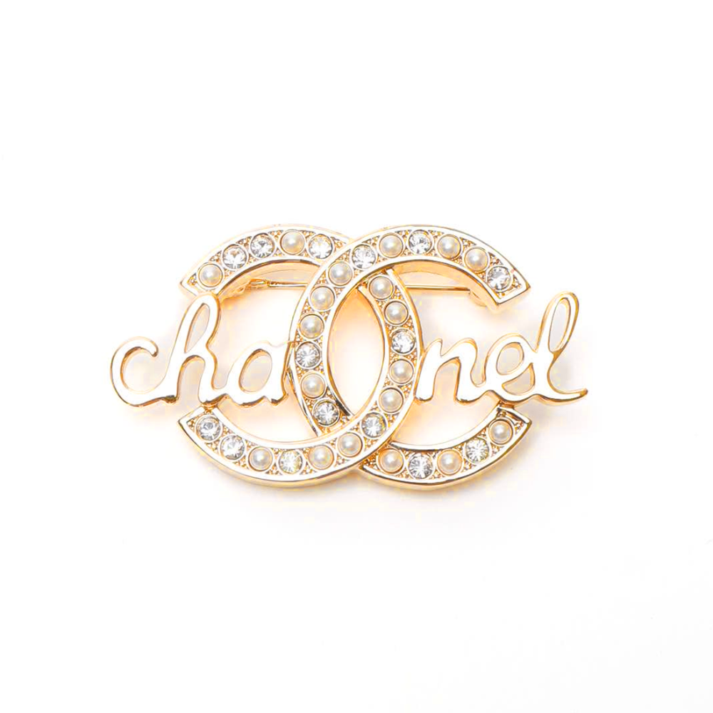 Chanel CC & Script Logo Brooch
