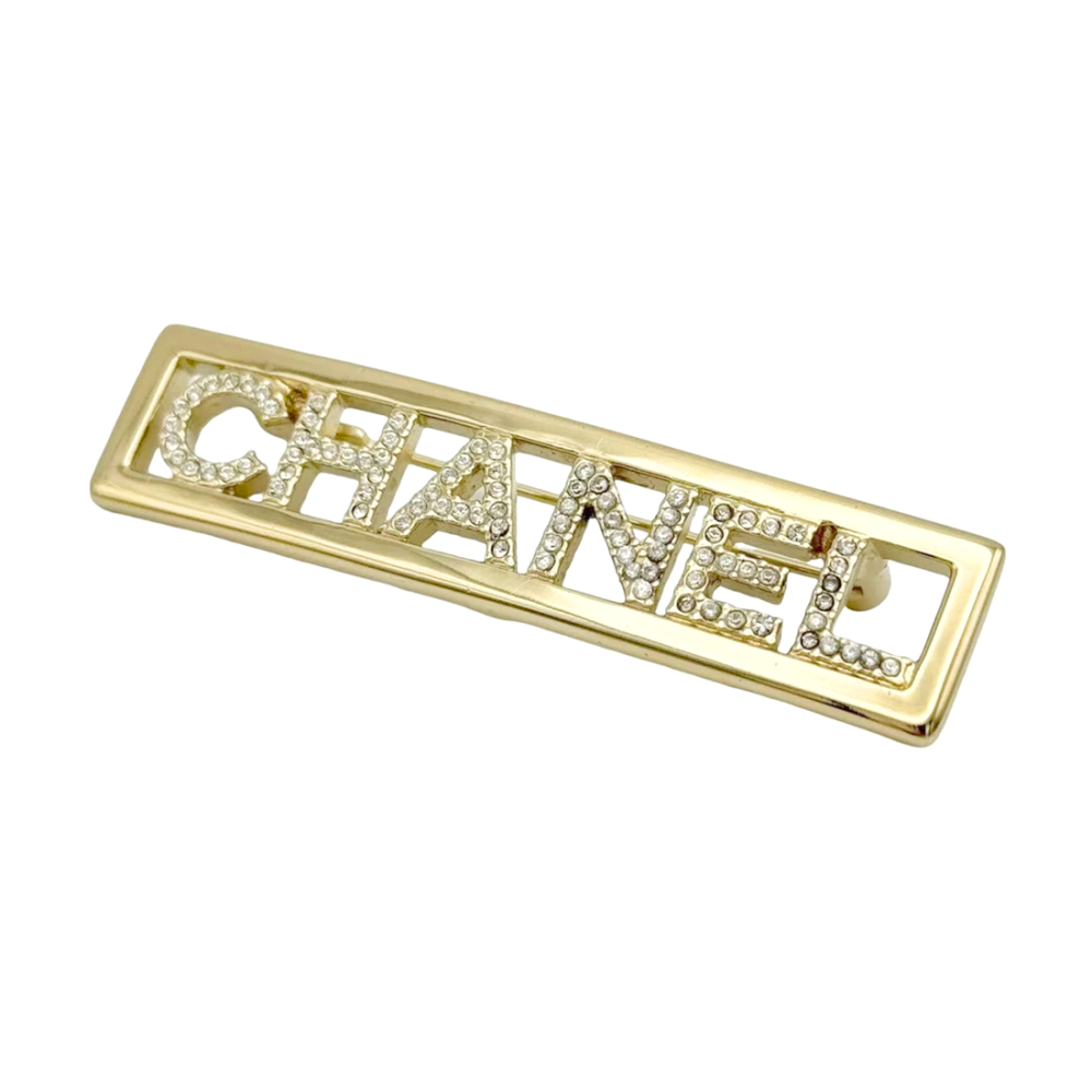 Chanel Rectangular Logo Brooch
