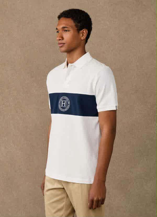 White Hackett Blue Premium Quality Polo T-shirt