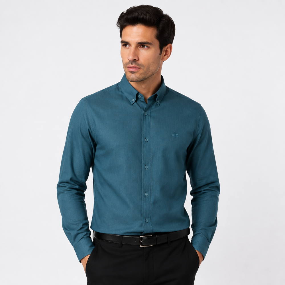 Armani Exchange Teal Blue Premium Quality Cotton Shirt