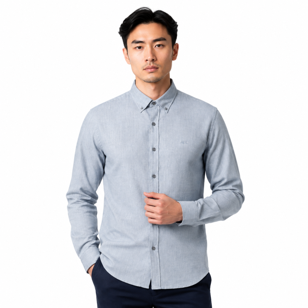 Grey Armani Exchange Blue Premium Quality Cotton Shirt