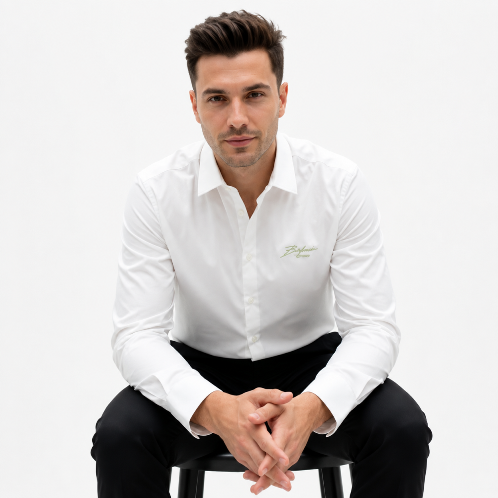 Balmain Embroidered White Premium Cotton Shirt