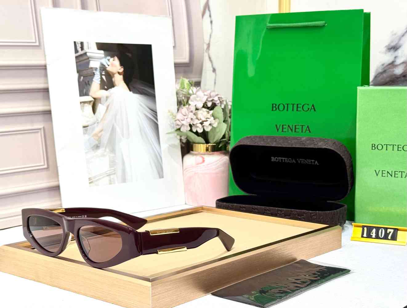 Bottega Veneta Wine Premium Women's Sunglasses