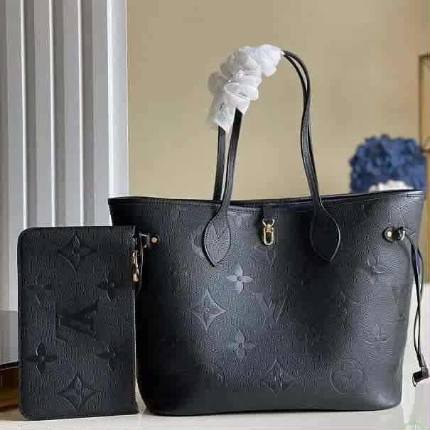 Black Louis Vuitton Neverfull MM Grey Tote Bag