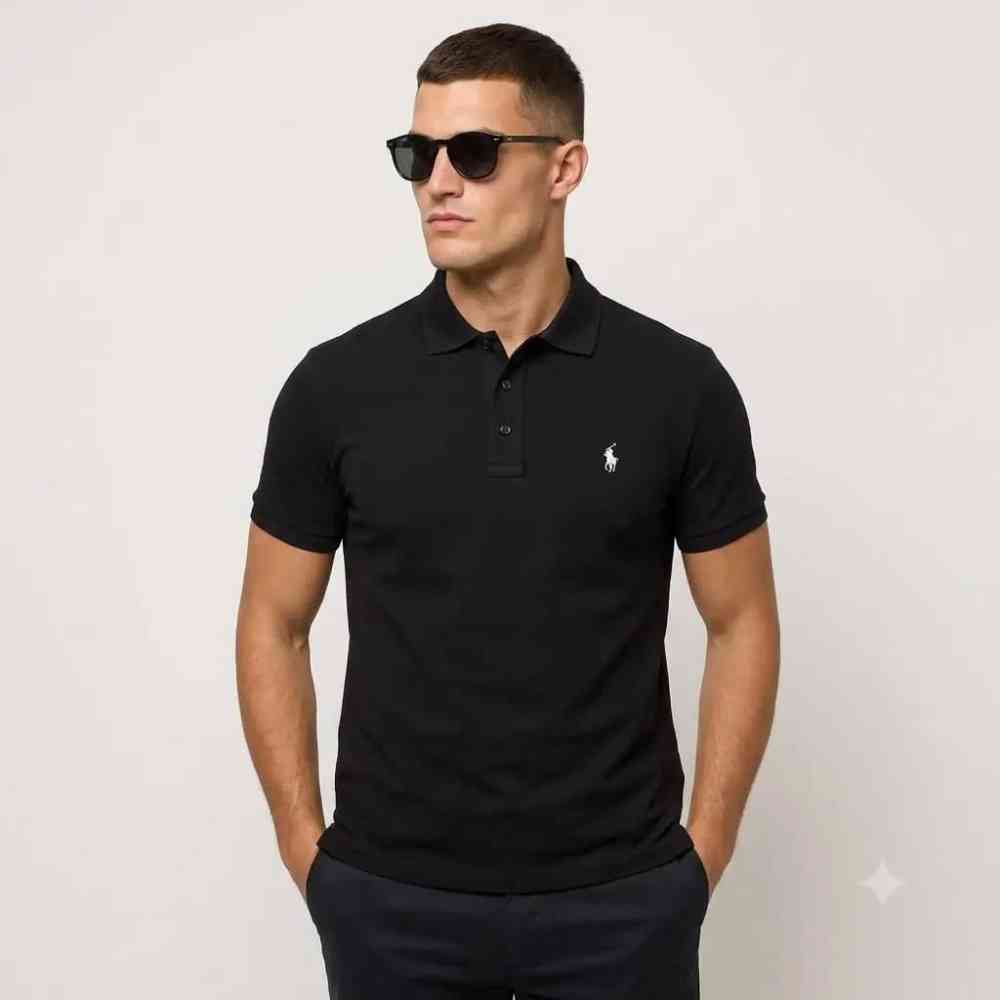 Black Ralph Lauren White Premium Collar T-shirt