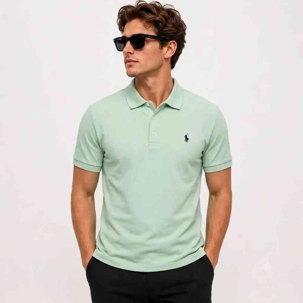 Green Ralph Lauren White Premium Collar T-shirt