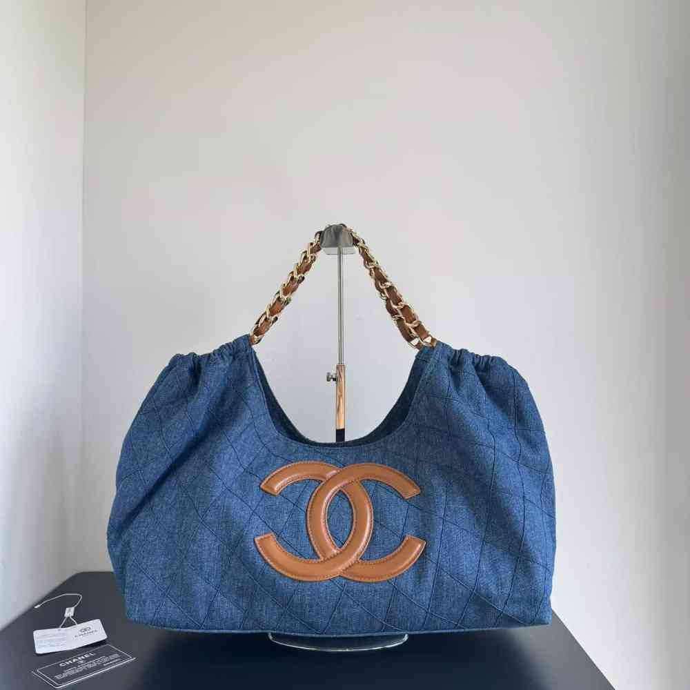 Chanel Blue Denim Quilted Coco Tote Bag