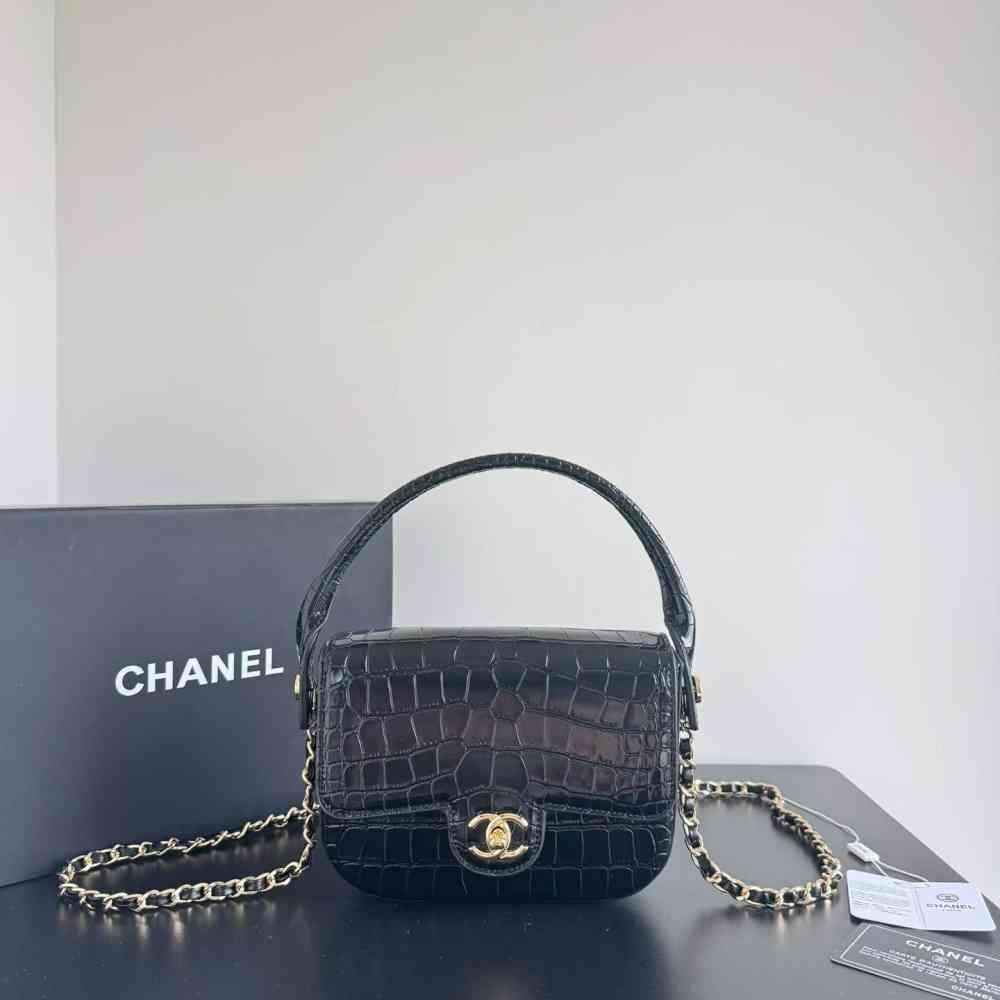 Black Chanel White Small Nano Sling Bag