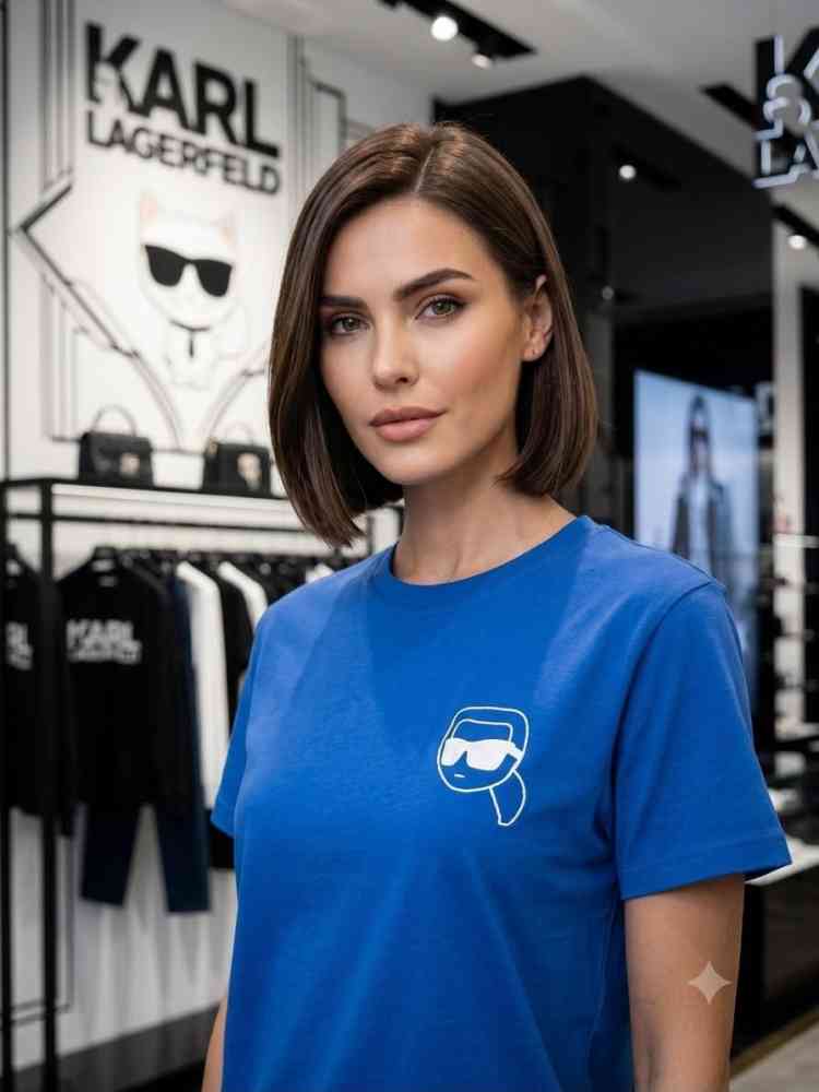 Karl Lagerfeld Blue Premium Quality Women T-shirt