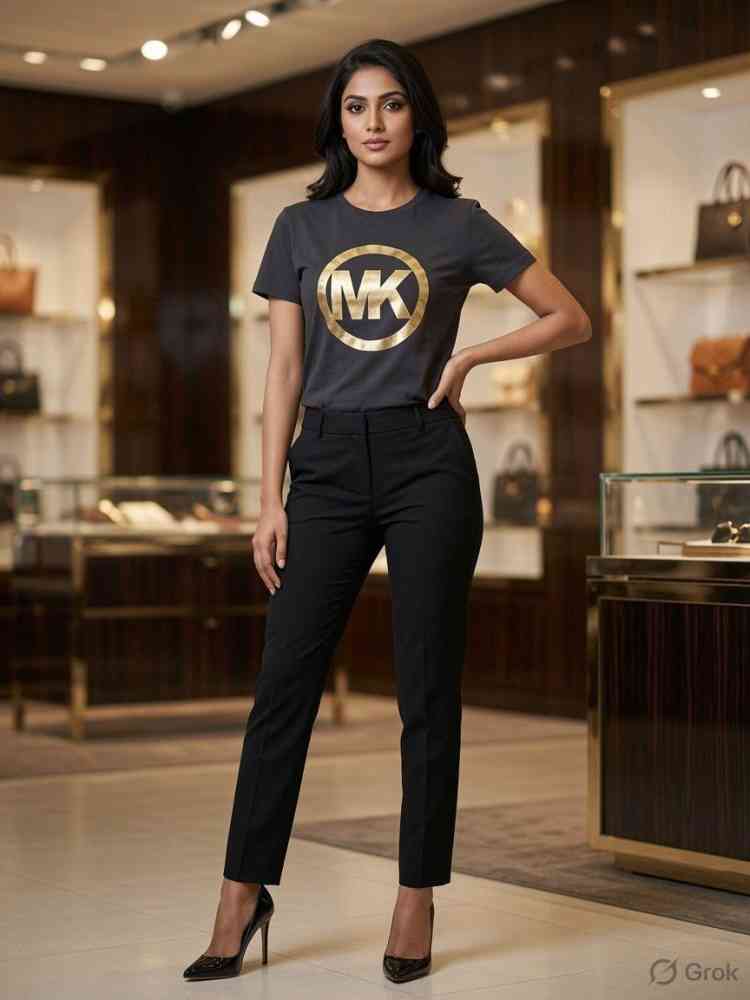 Grey Michael Kors Yellow Premium Quality Women T-shirt