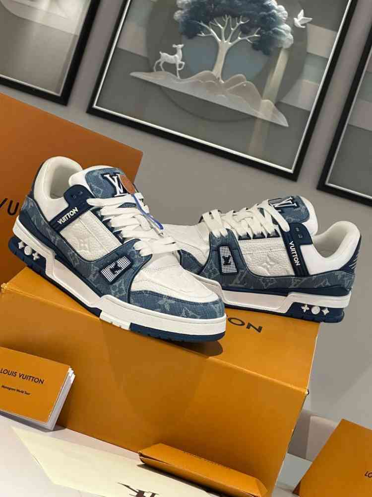 Louis Vuitton White & Blue Premium Quality Sneakers