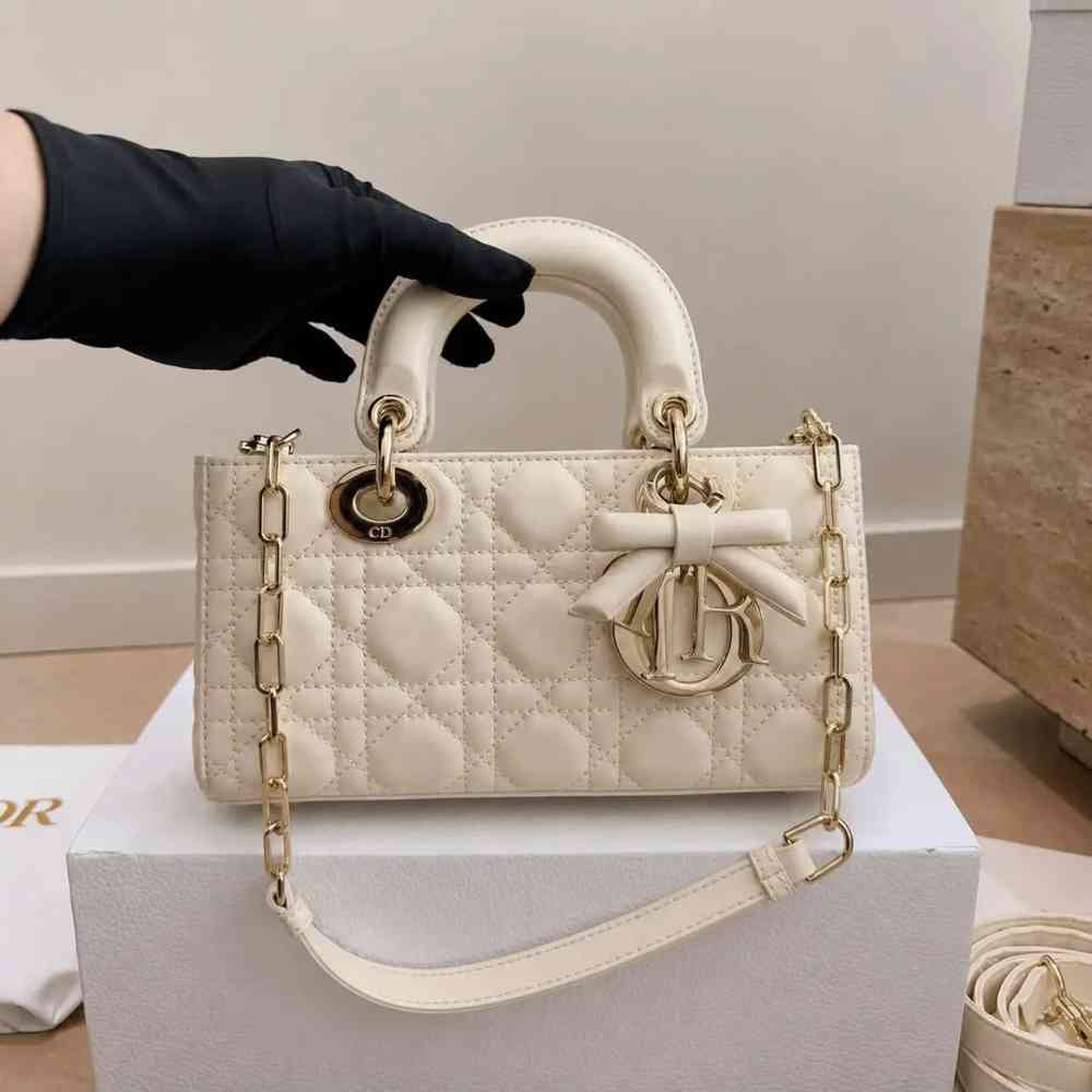 White Dior Lady D Joy White/Black Handbag