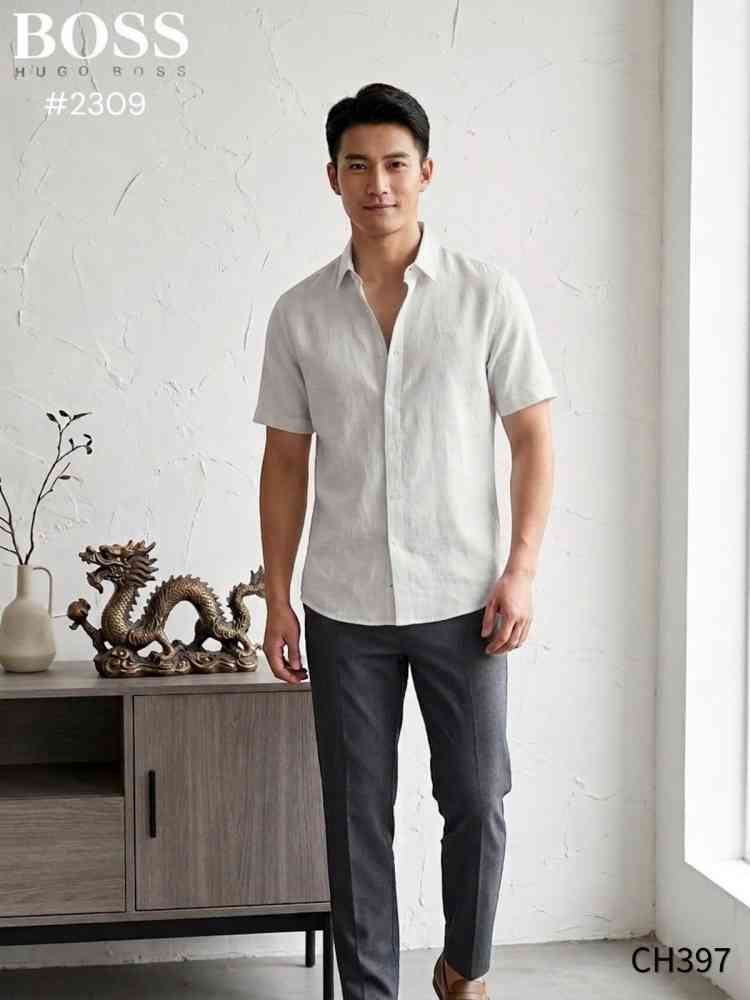 Hugo Boss White Premium Quality Short Sleeve Shirt