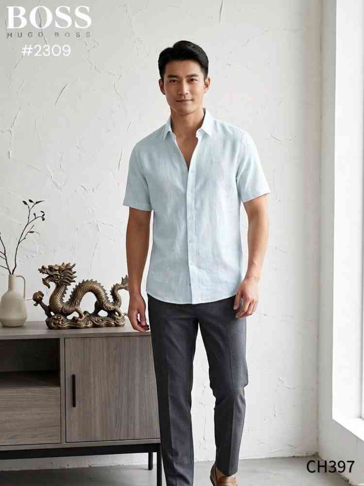 Hugo Boss Sky Blue Premium Quality Short Sleeve Shirt