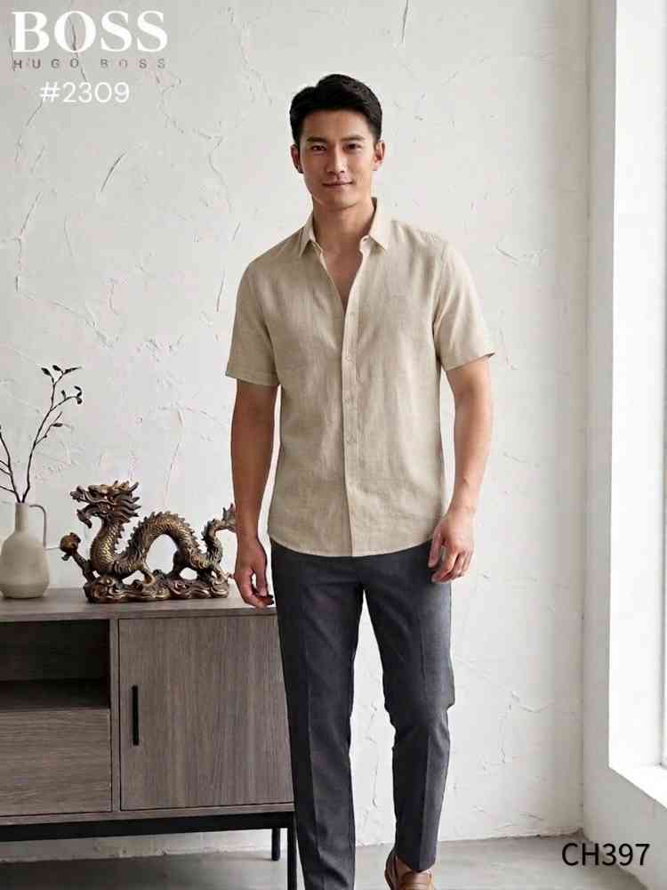 Hugo Boss Brown Premium Quality Short Sleeve Shirt