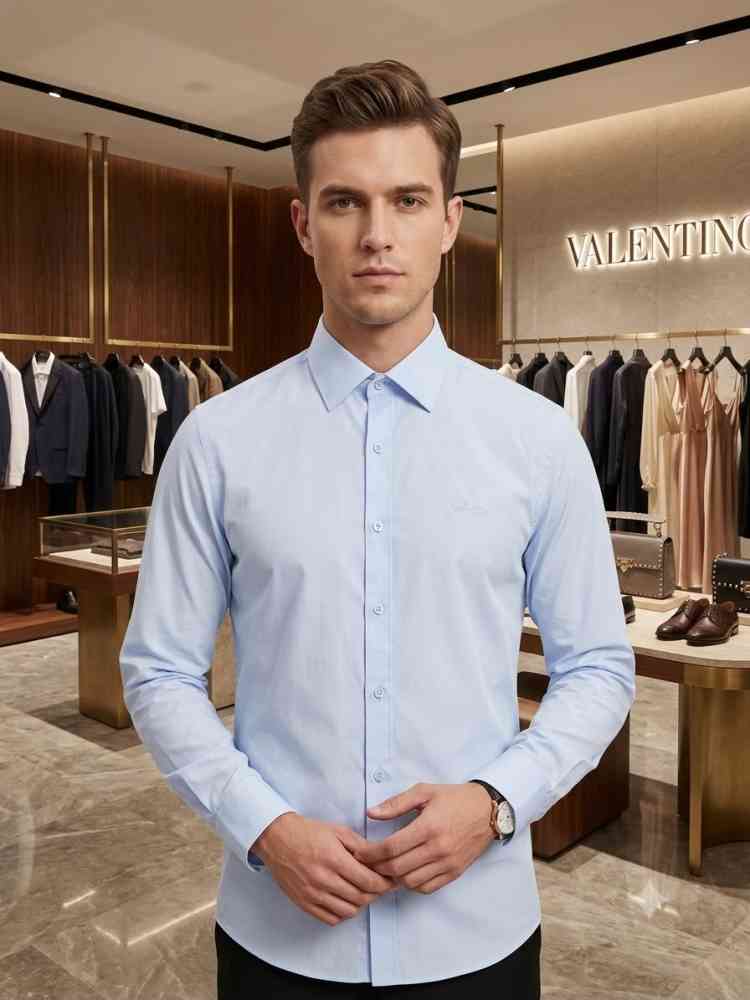 Sky Blue Valentino Printed Grey Premium Quality Shirt