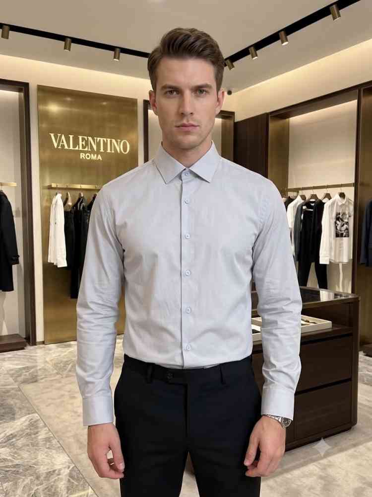 Valentino Printed Grey Premium Quality Shirt