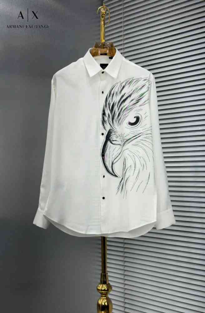 White Armani Exchange Black Pemium Quality Cotton Shirt