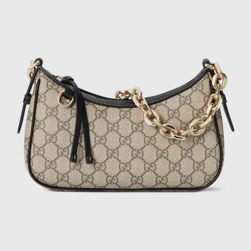 Black Gucci GG Supreme Brown Mini Shoulder Bag