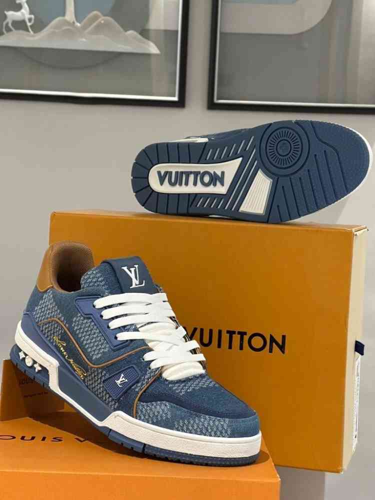 Louis Vuitton White & Blue Premium Quality Sneakers