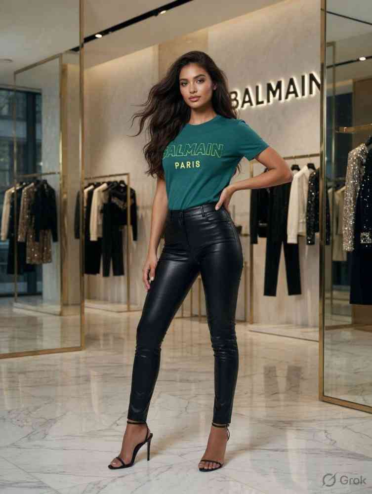 Balmain Green Premium Quality Women T-shirt