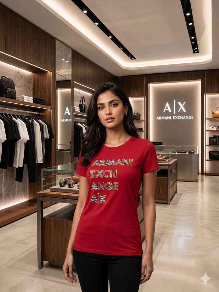 Armani Exchange Red Premium Quality Women T-shirt
